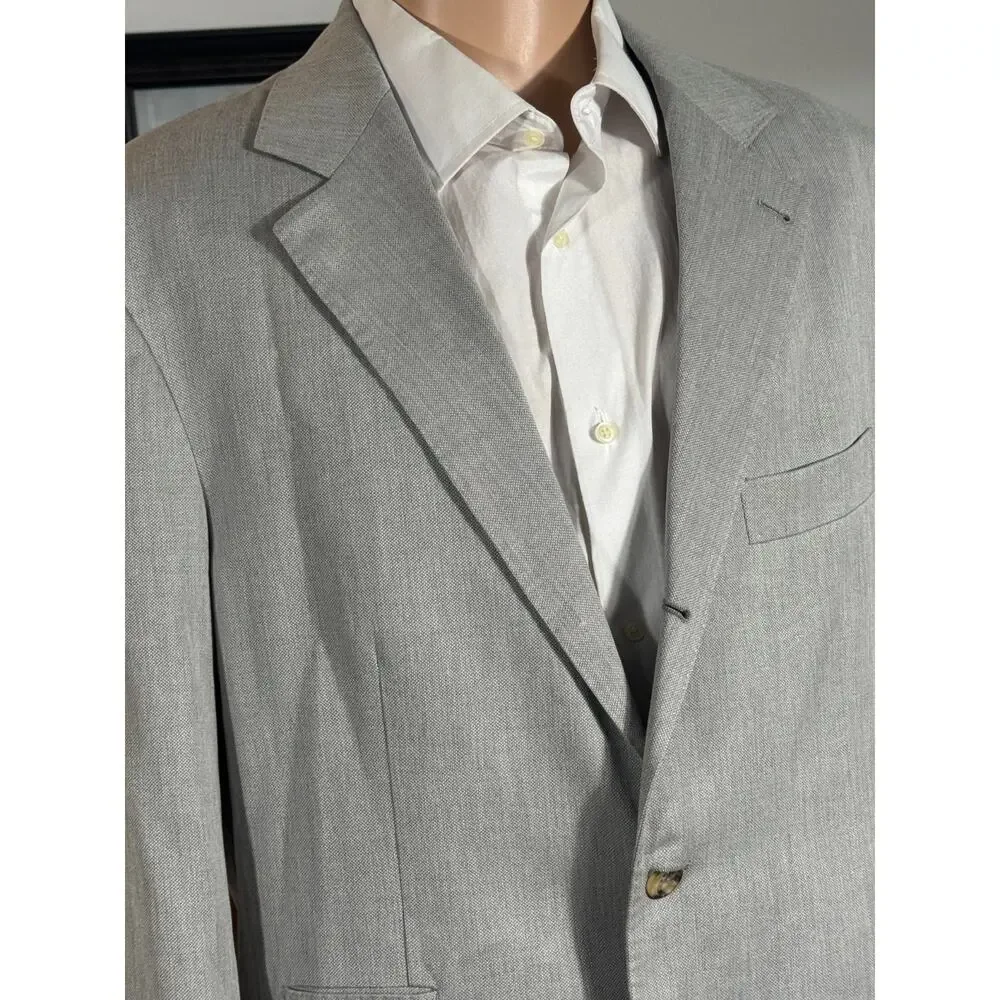 Brunello Cucinelli Gray Cotton Birdseye Nailhead Blazer Sportcoat 54IT 42R US